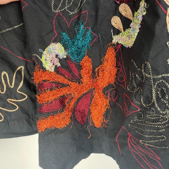 Ulla Popken Jacket Plus Size 32 34 Black Embroidered Colorful Artsy Novelty Boho - Picture 8 of 15